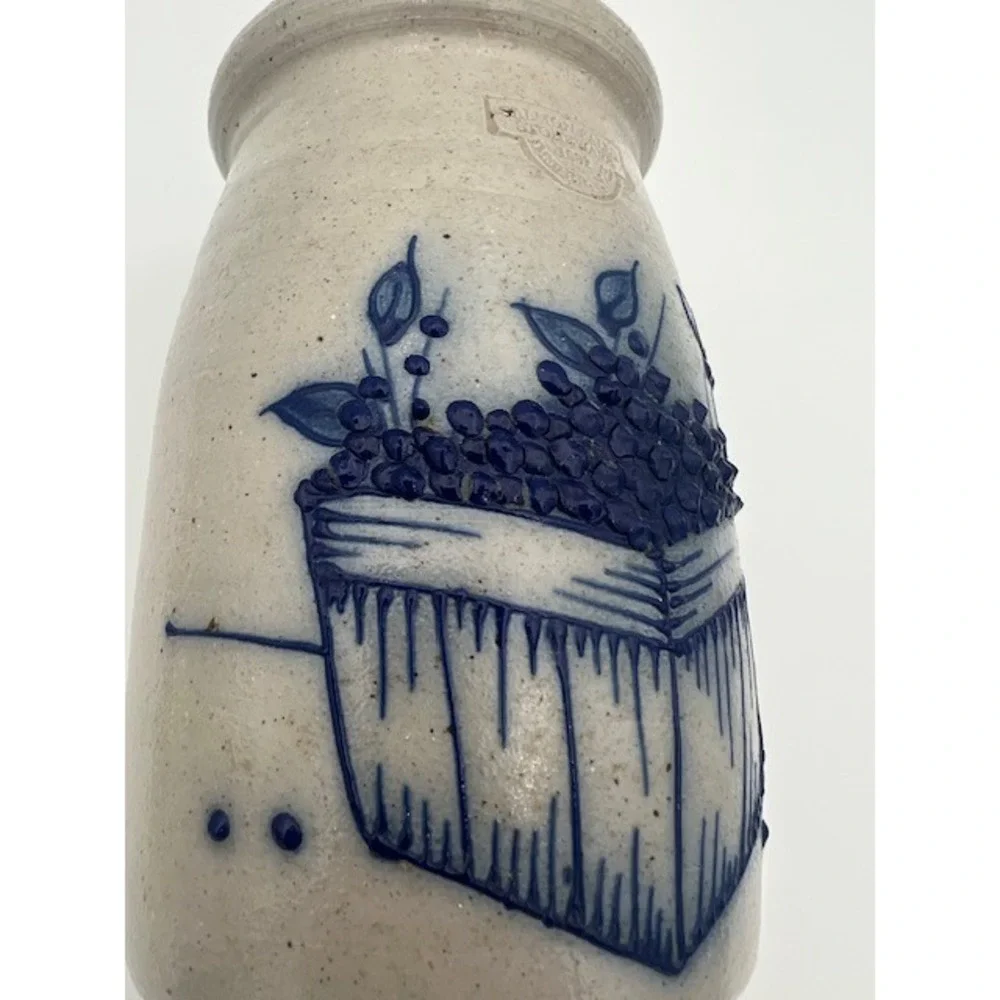 Salmon Falls Stoneware 1991 Blueberry Basket Salt Glazed Pottery Crock Dover NH